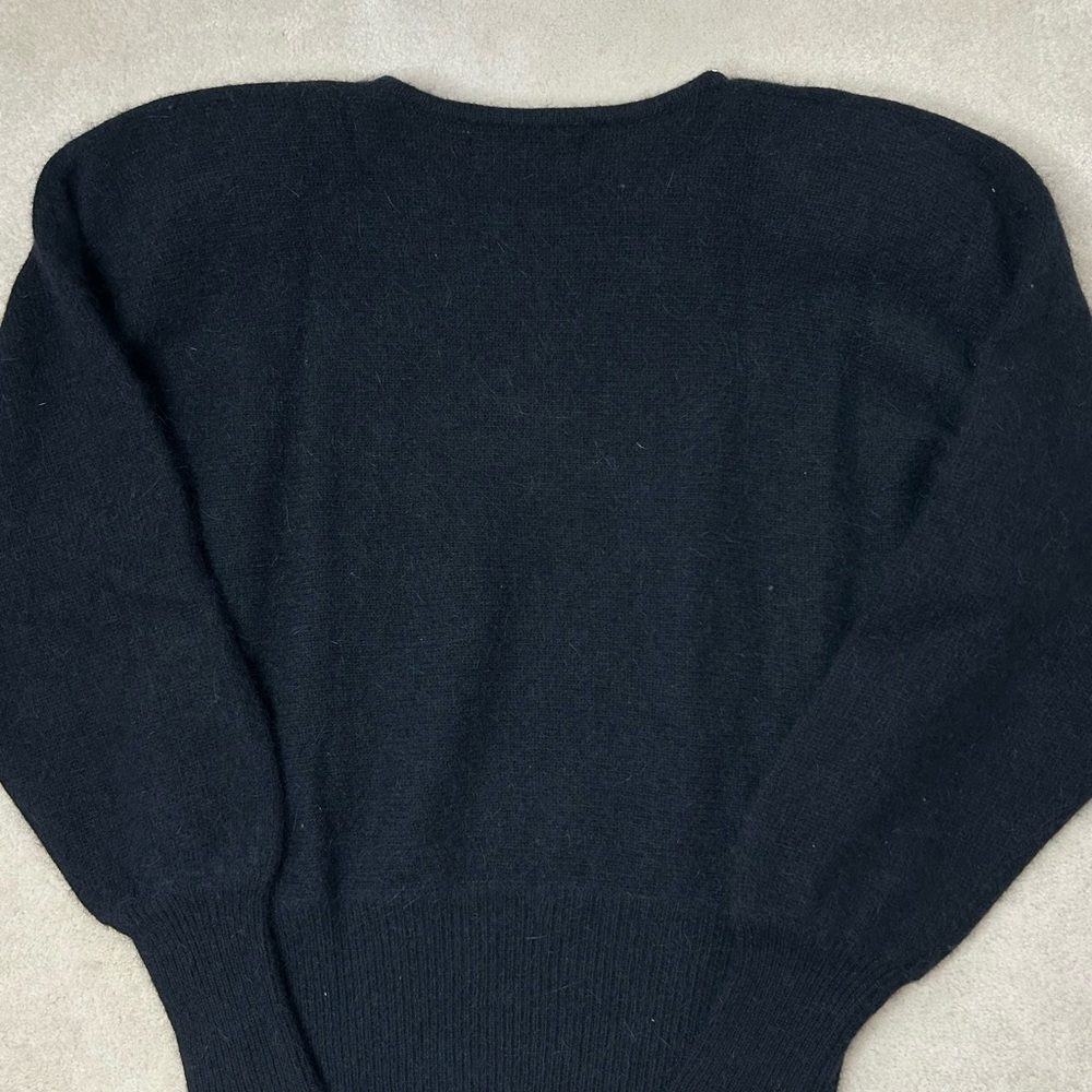 Outlander Vintage Lambswool Angora Sweater Women's Medium Beaded Black Gold - Picture 6 of 11